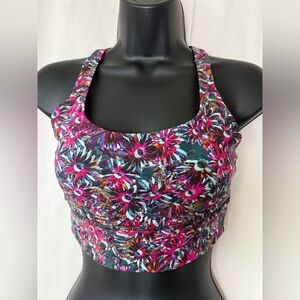 Lululemon Longline Energy Bra Womens Size 8 Floral Electric Multicolor